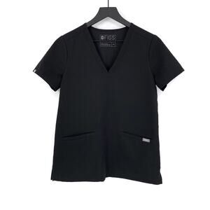FIGS Casma Three Pocket Scrub Top Black XS